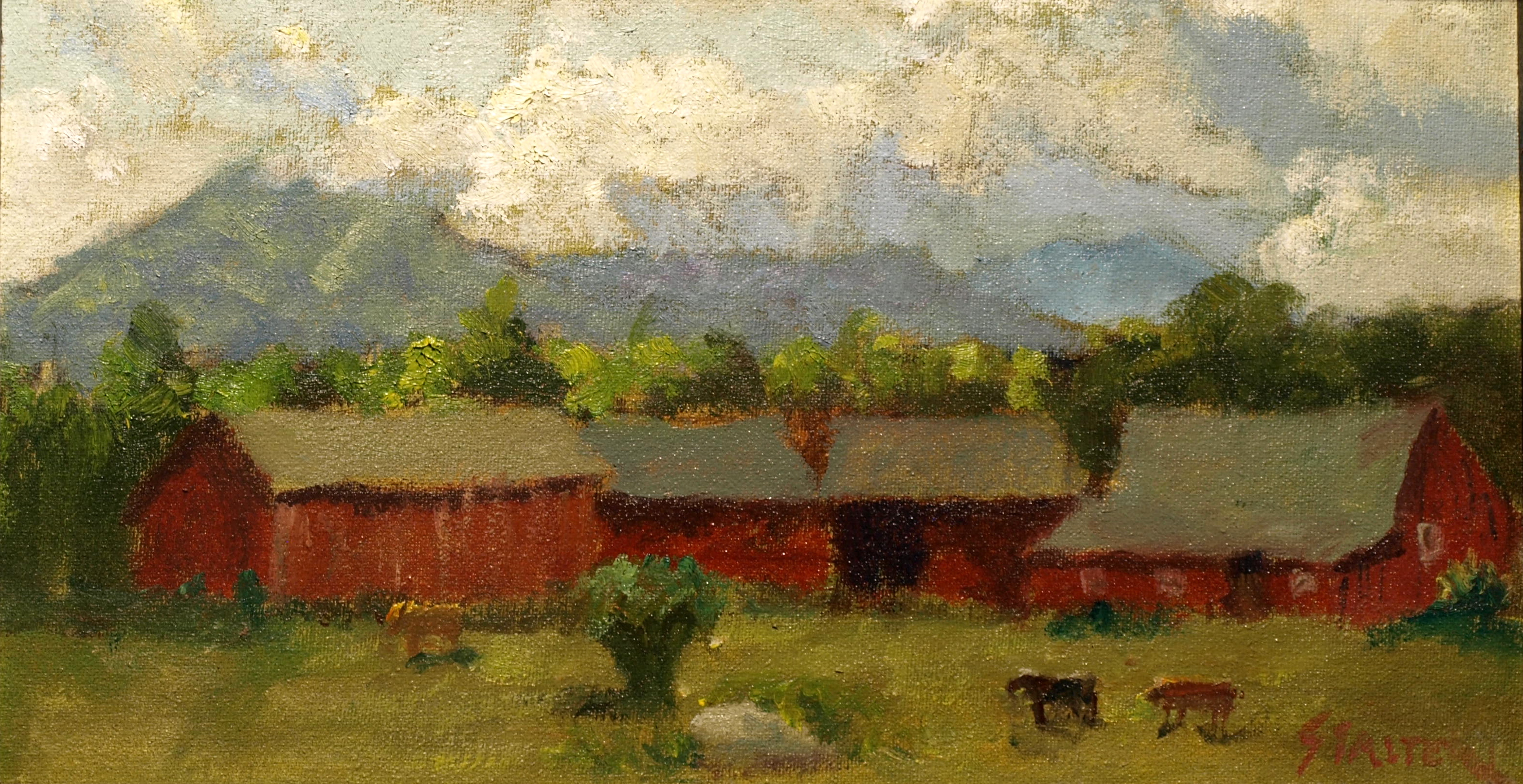 Bill Newton's Cows, Oil on Canvas on Panel, 8 x 14 Inches, by Richard Stalter, $225