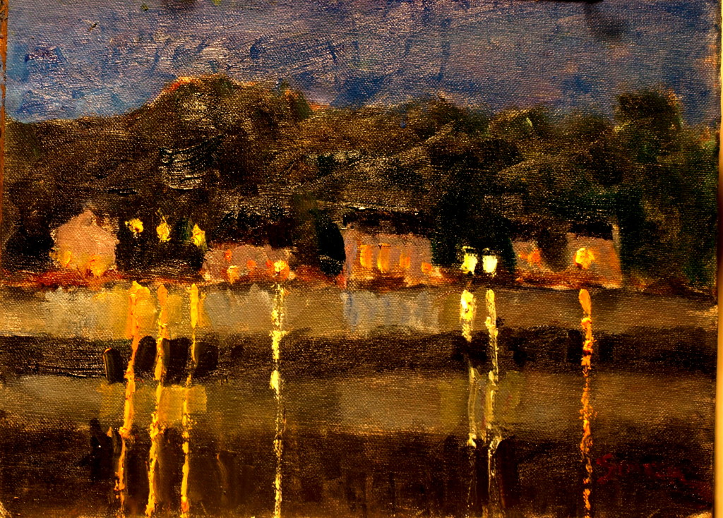 Mystic River Reflections, Oil on Canvas on Panel, 9 x 12 Inches, by Richard Stalter, $225