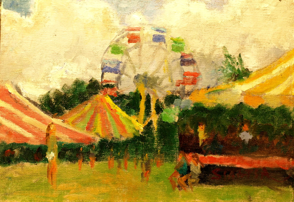 Ferris Wheel, Oil on Canvas on Panel, 9 x 12 Inches, by Richard Stalter, $225
