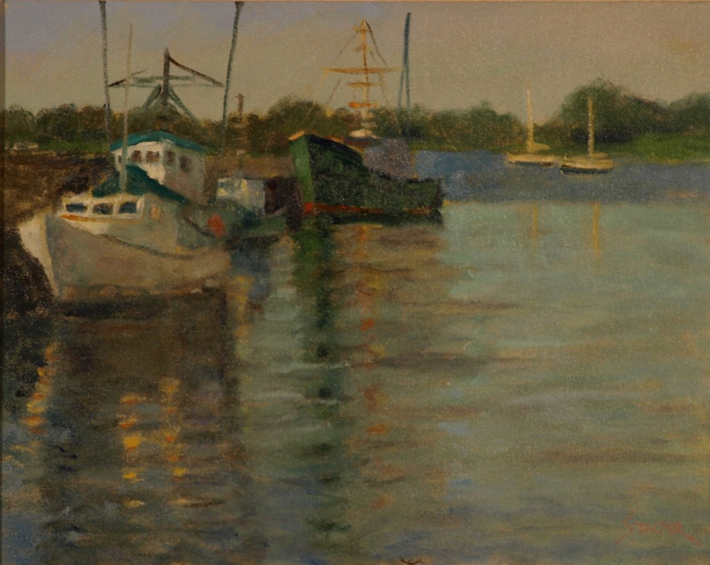 Harbor Reflections, Oil on Canvas, 16 x 20 Inches, by Richard Stalter, $450