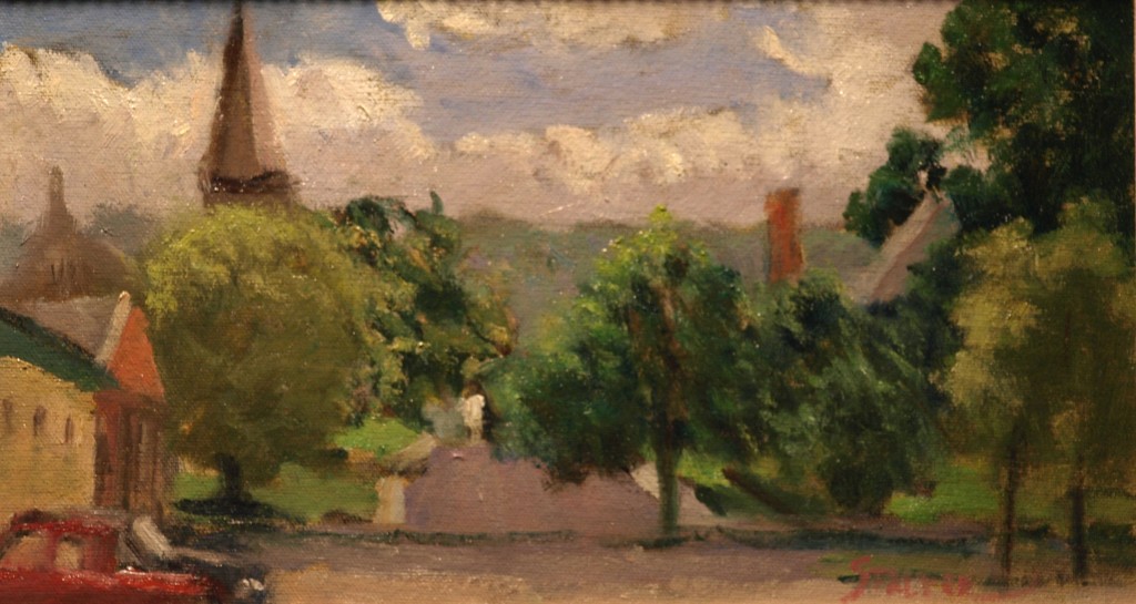 New Milford Green, Oil on Canvas on Panel, 8 x 14 Inches, by Richard Stalter, $225