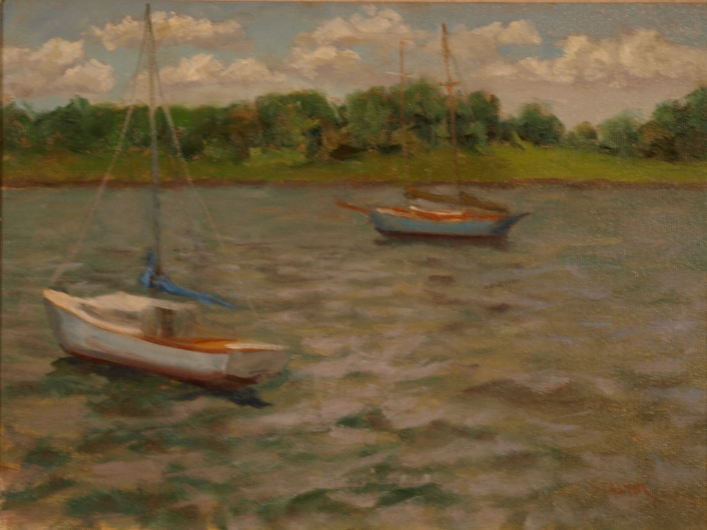 Choppy Water off Stonington, Oil on Canvas, 18 x 24 Inches, by Richard Stalter, $650