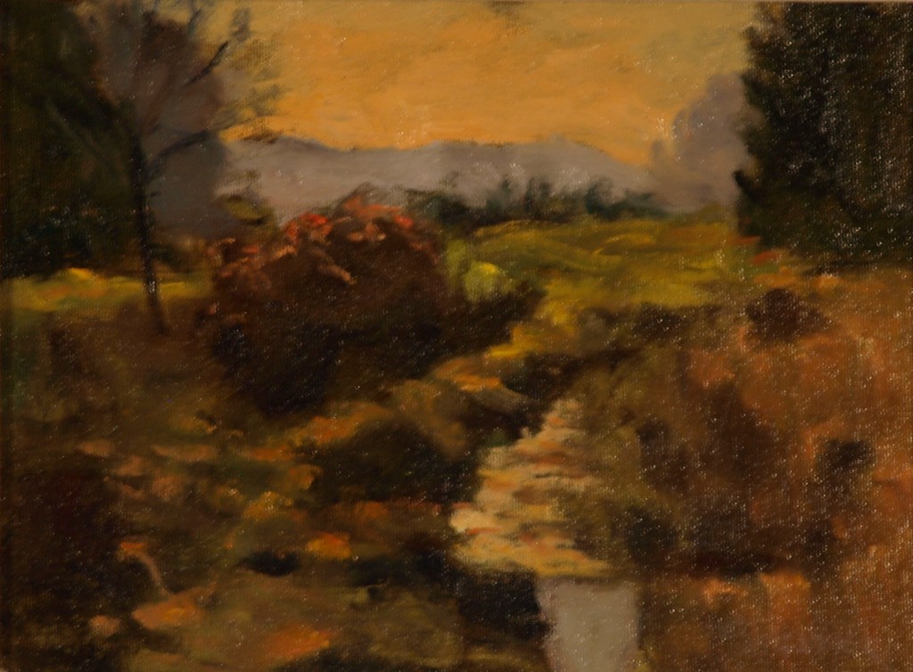 Brilliant Autumn Light, Oil on Canvas on Panel, 9 x 12 Inches, by Richard Stalter, $225