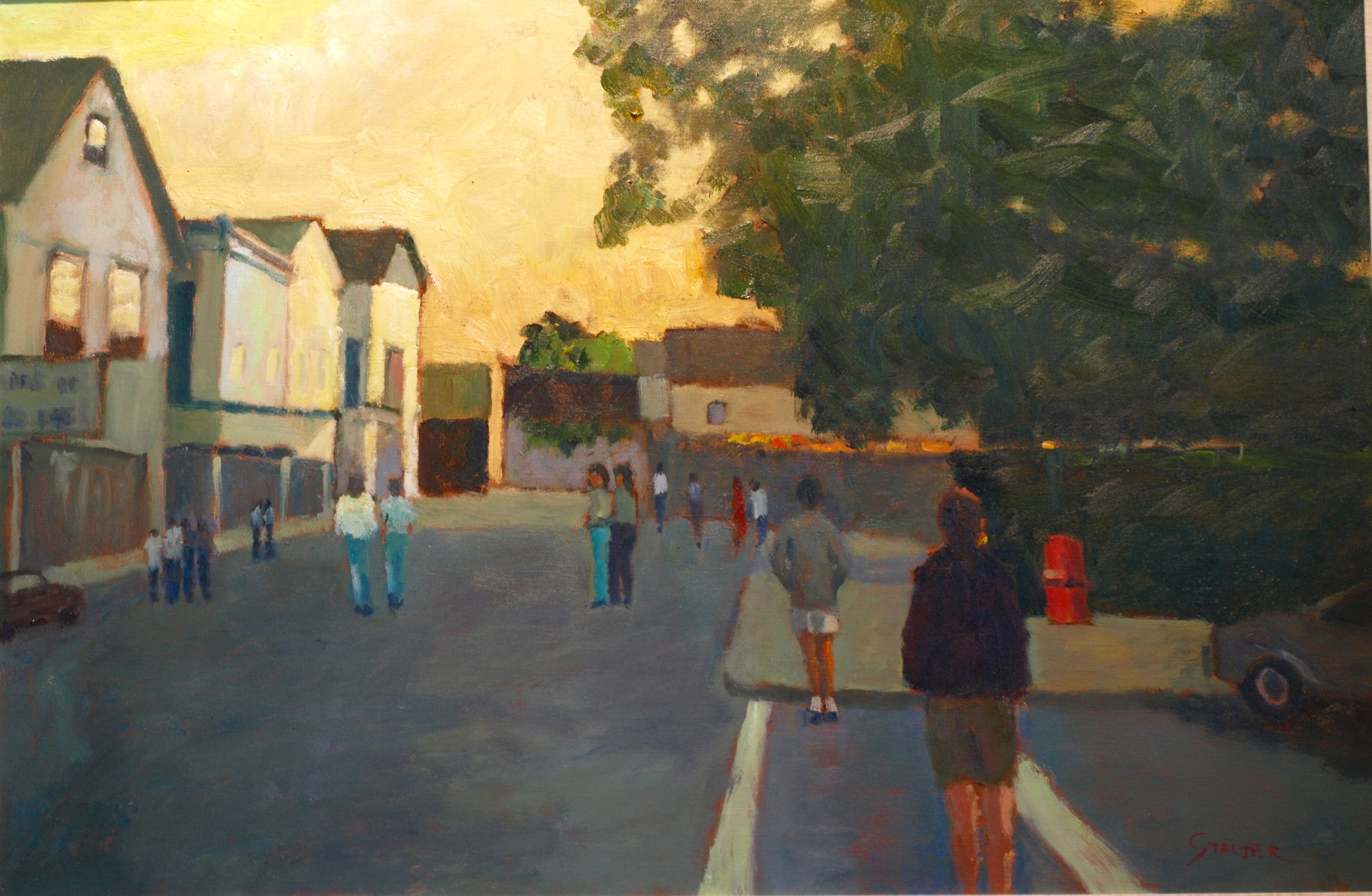 Commercial Street, Oil on Canvas, 24 x 36 Inches, by Richard Stalter, $1200