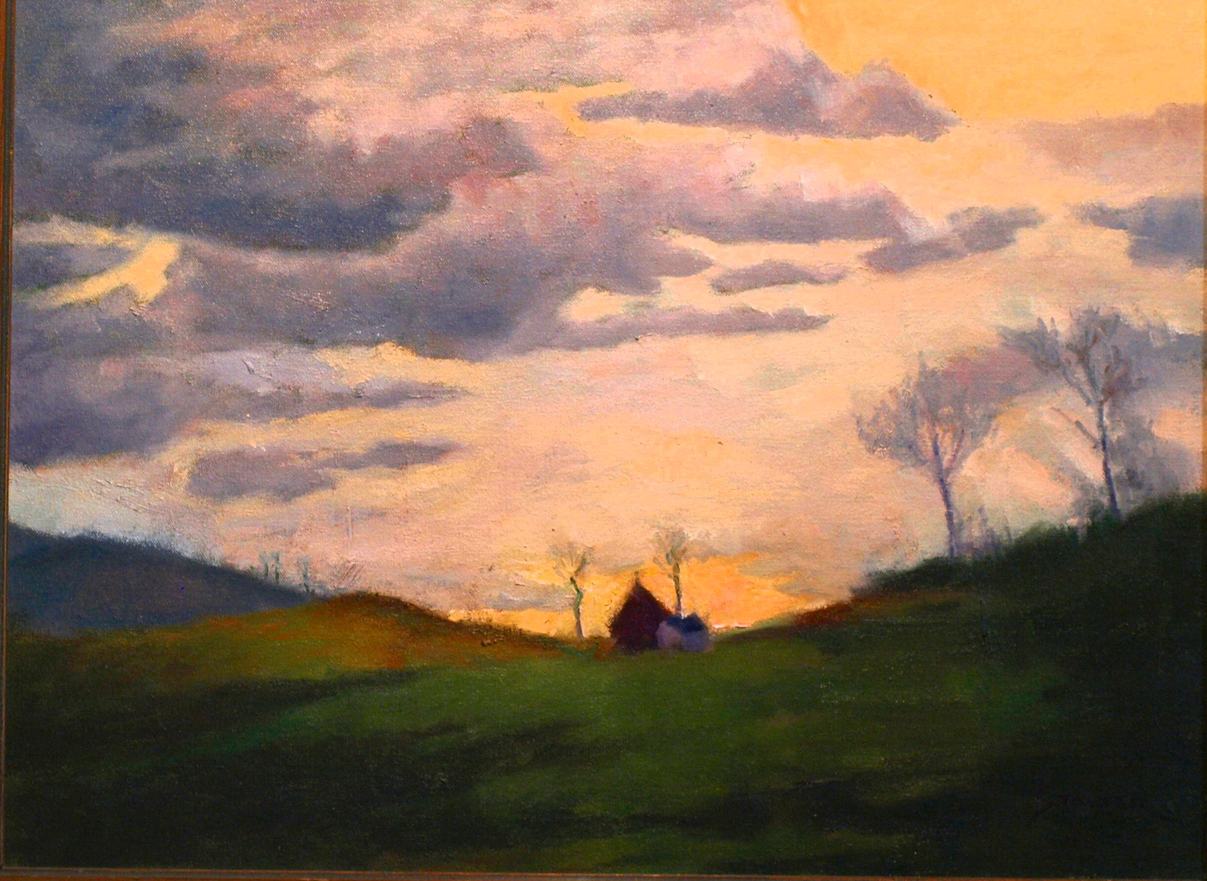 Farm on the Hill, Oil on Canvas, 20 x 24 Inches, by Richard Stalter, $750
