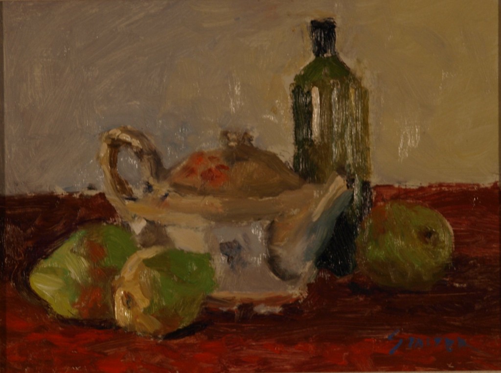 Still Life - Three Pairs, Oil on Canvas on Panel, 9 x 12 Inches, by Richard Stalter, $225