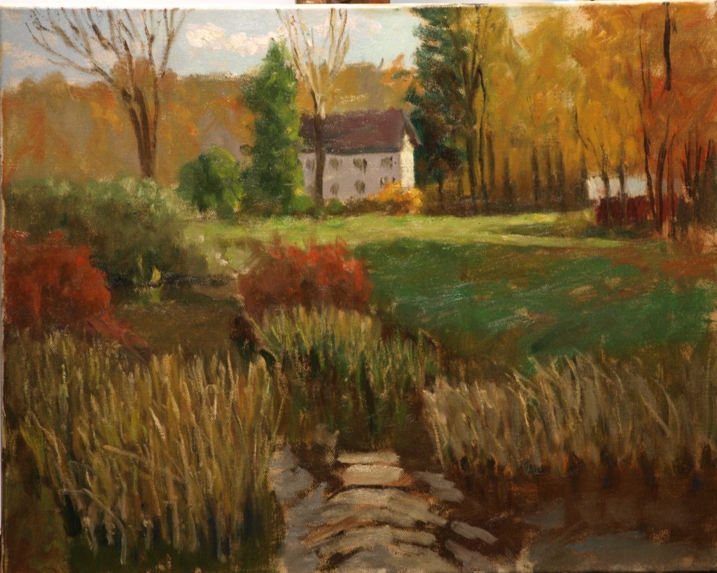 Brook in South Kent, Oil on Canvas, 16 x 20 Inches, by Richard Stalter, $650