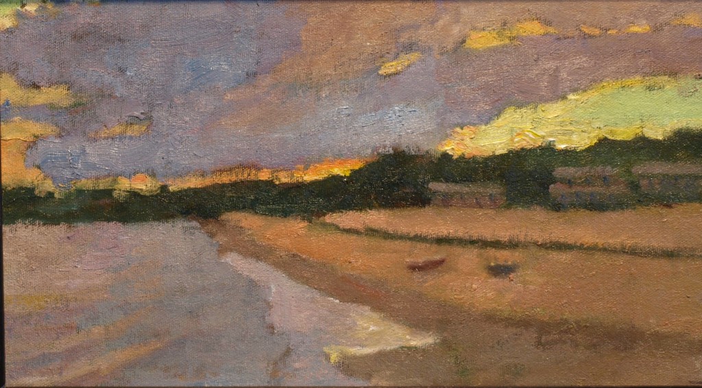 Provincetown Shoreline, Oil on Canvas on Panel, 8 x 14 Inches, by Richard Stalter, $300
