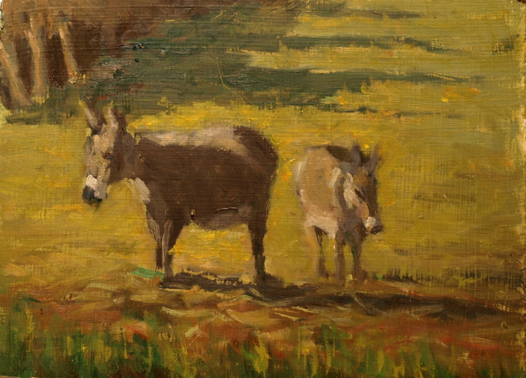 Two Burrows, Oil on Canvas on Panel, 9 x 12 Inches, by Richard Stalter, $220