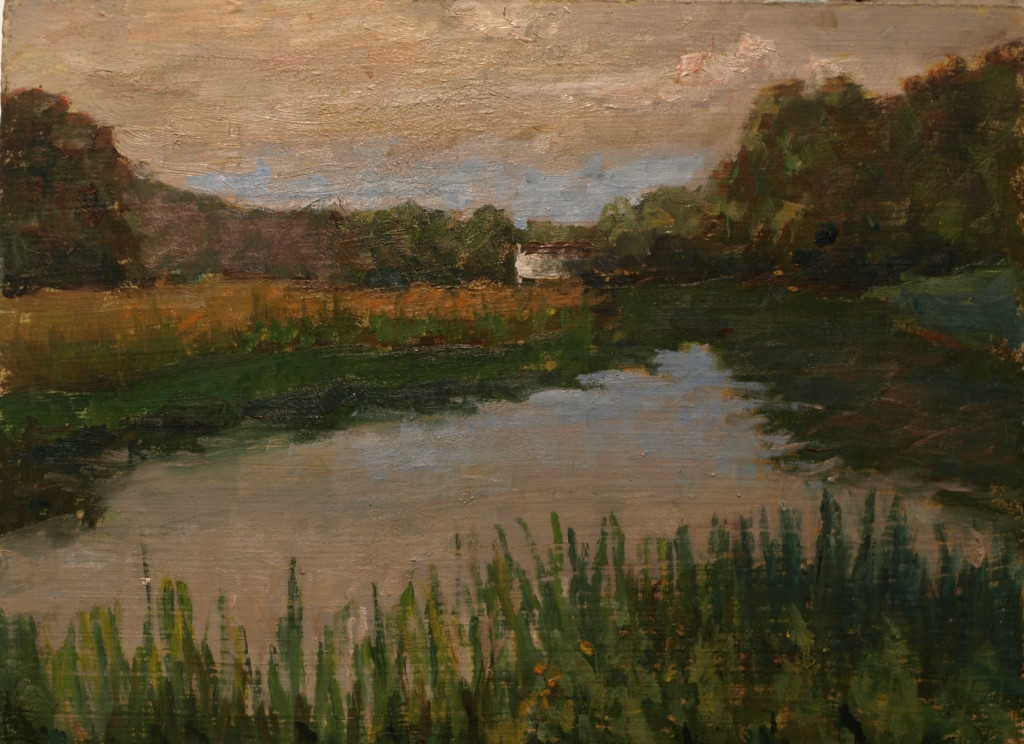 Summer Afternoon by the River, Oil on Canvas on Panel, 9 x 12 Inches, by Richard Stalter, $220