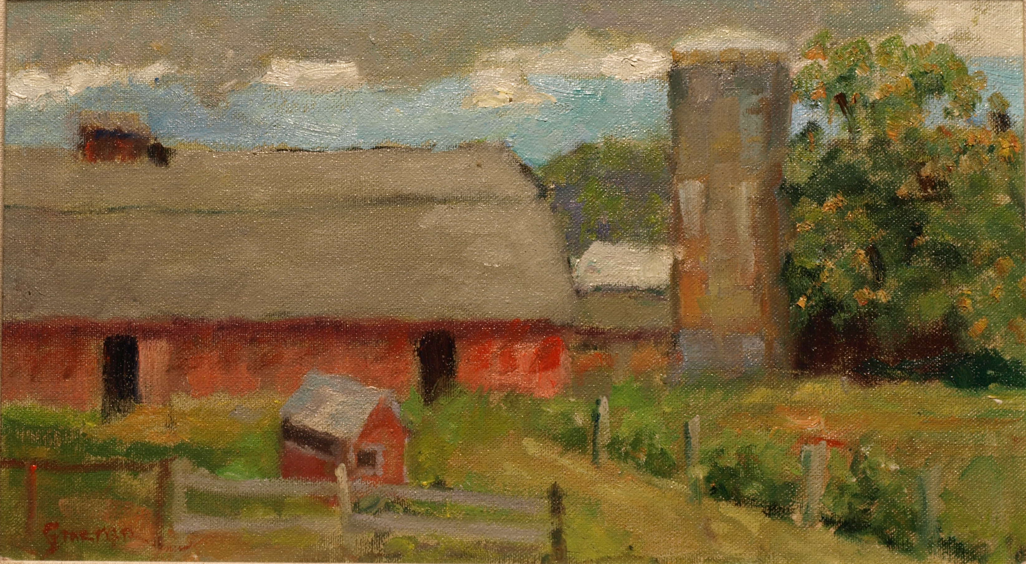 Curtis Road Farm, Oil on Canvas on Panel, 8 x 14 Inches, by Richard Stalter, $220