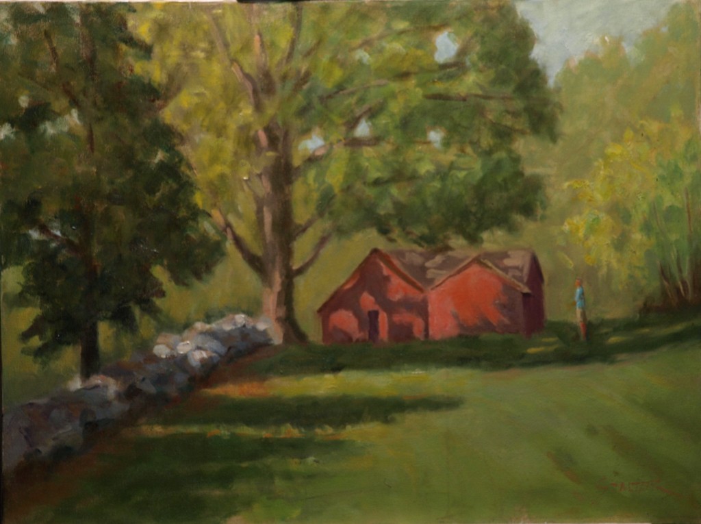 Stone Wall and Forge, Oil on Canvas, 18 x 24 Inches, by Richard Stalter, $650