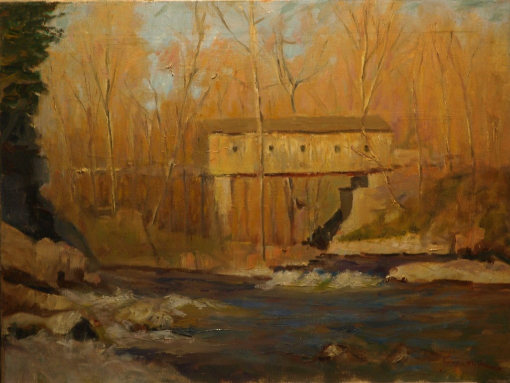 Rapids below Bulls Bridge, Oil on Canvas, 18 x 24 Inches, by Richard Stalter, $650