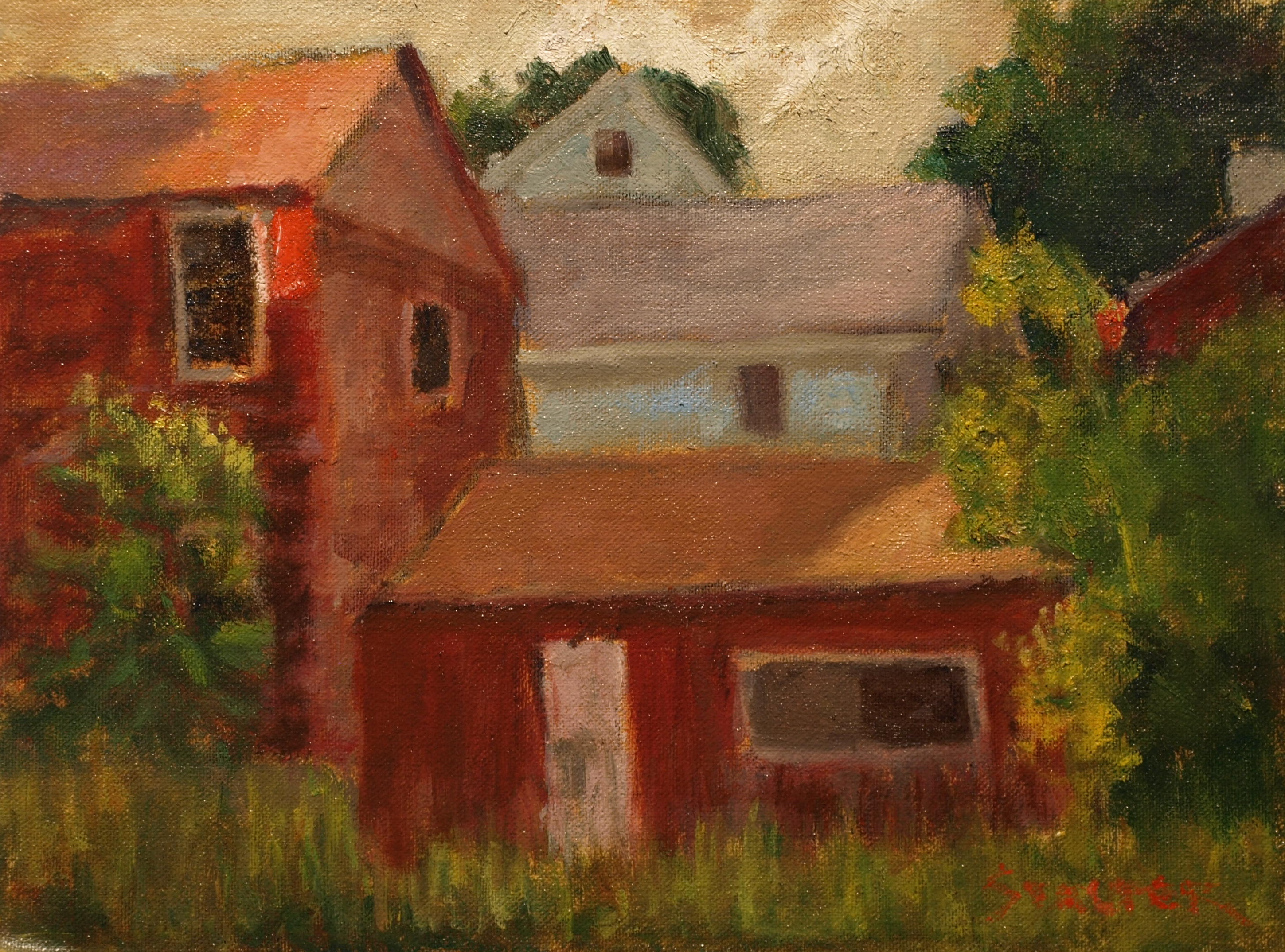 Abandoned Barns, Oil on Canvas on Panel, 9 x 12 Inches, by Richard Stalter, $225