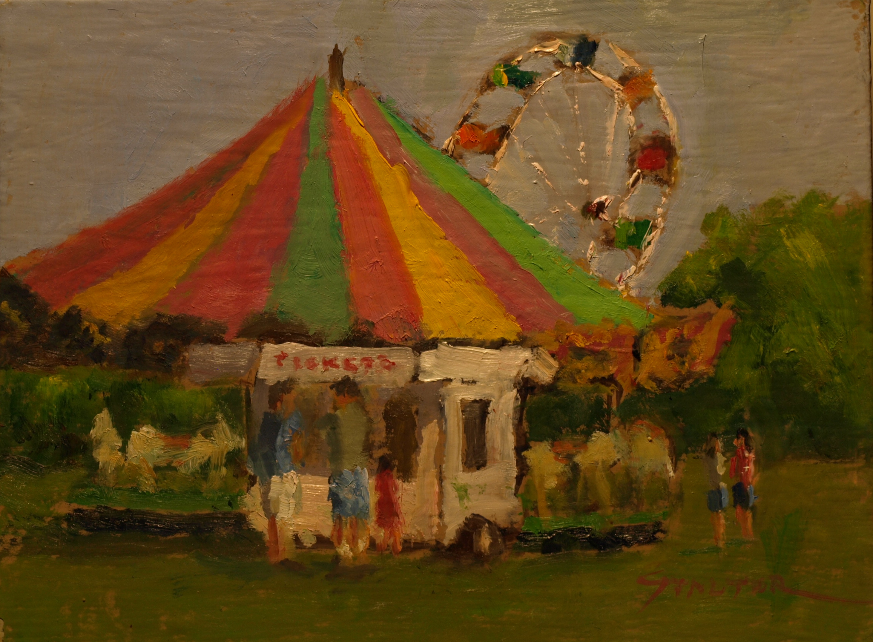 Carnival Rides, Oil on Canvas on Panel, 9 x 12 Inches, by Richard Stalter, $220