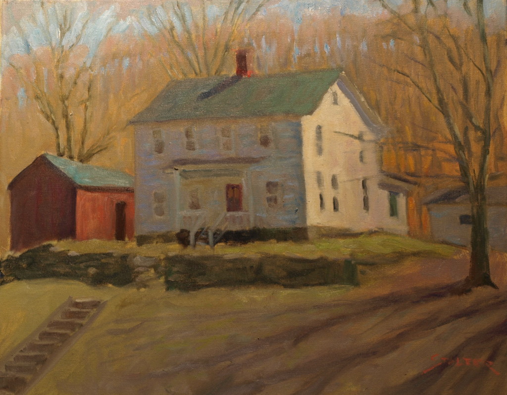 Gaylordsville House in Early Spring, Oil on Canvas, 16 x 20 Inches, by Richard Stalter, $450