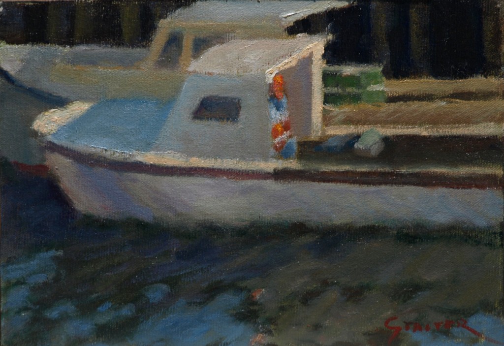 Dockside, Oil on Canvas on Panel, 9 x 12 Inches, by Richard Stalter, $225