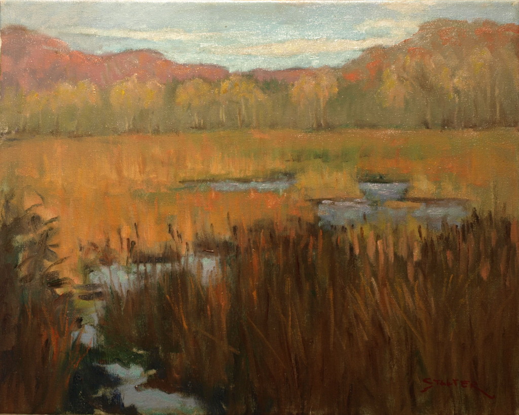 Marsh in Full Autumn, Oil on Canvas, 16 x 20 Inches, by Richard Stalter, $450