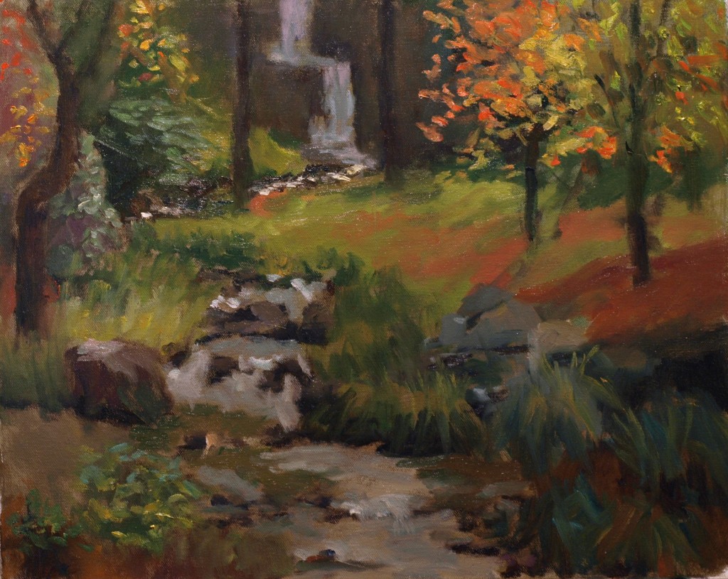 Stream at Kent Falls, Oil on Canvas, 16 x 20 Inches, by Richard Stalter, $450