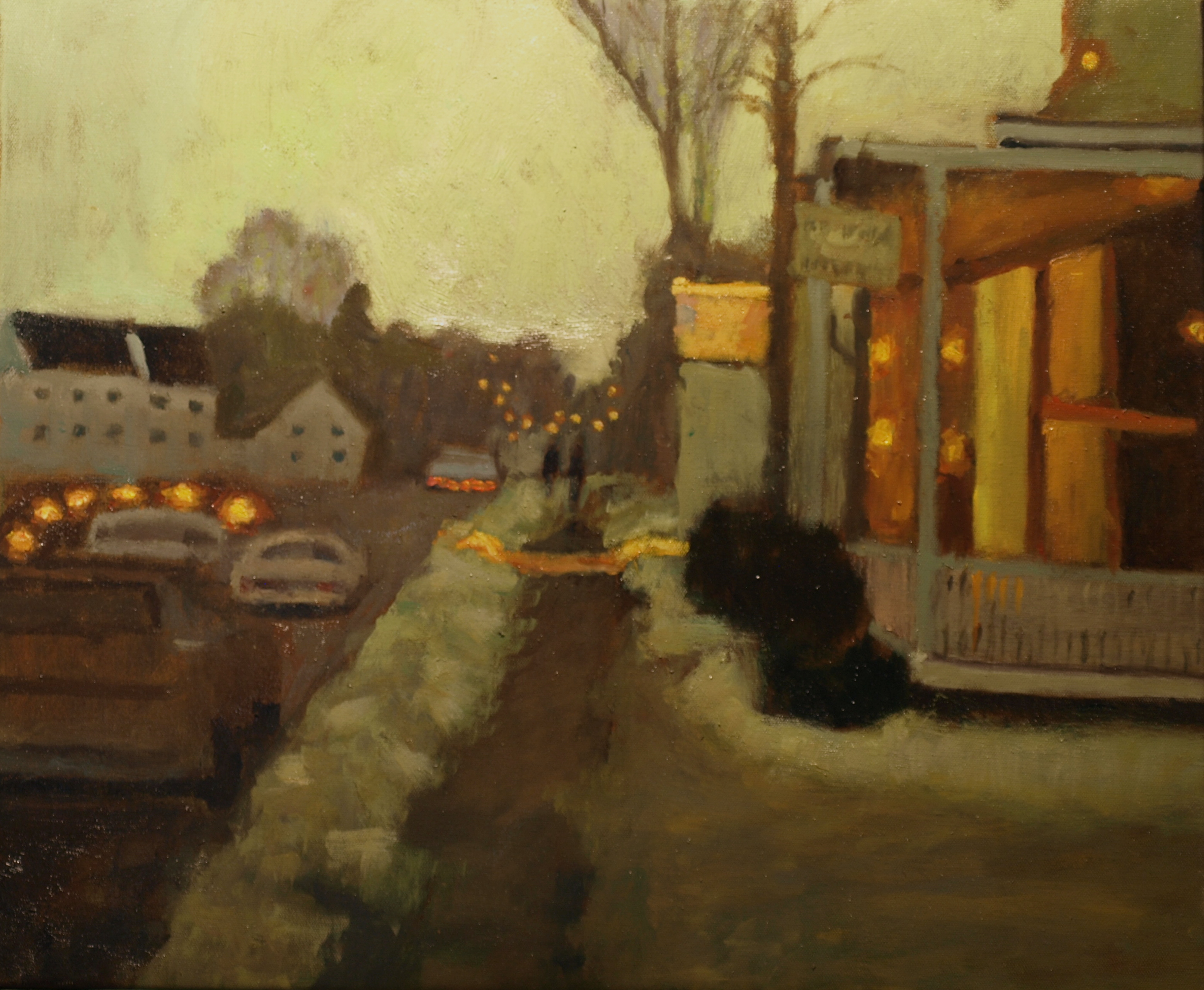Winter Evening in Kent, Oil on Canvas, 20 x 24 Inches, by Richard Stalter, $650
