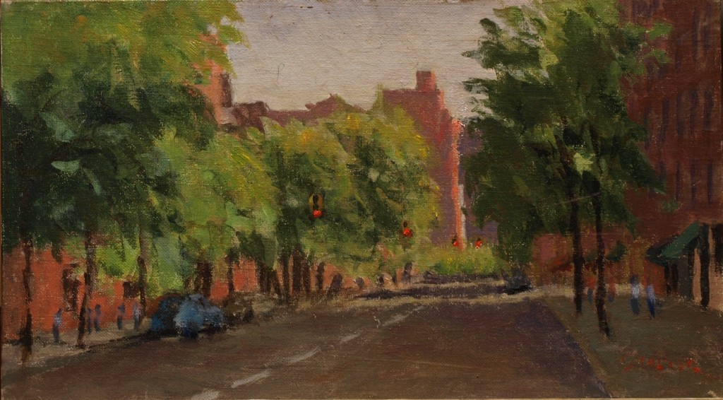 Hudson Street, Oil on Canvas on Panel, 8 x 14 Inches, by Richard Stalter, $220