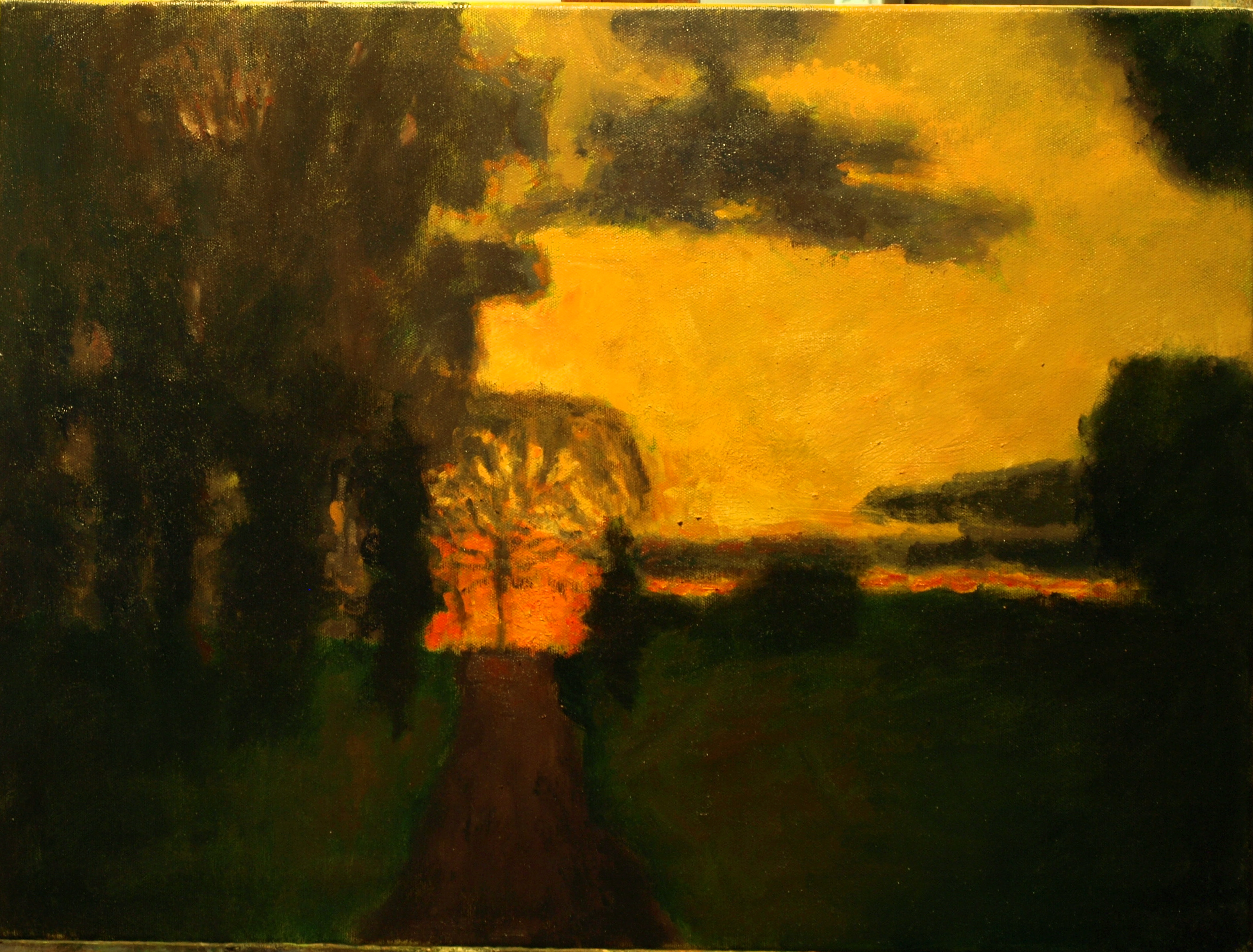 Road to the Sunset, Oil on Canvas, 18 x 24 Inches, by Richard Stalter, $650