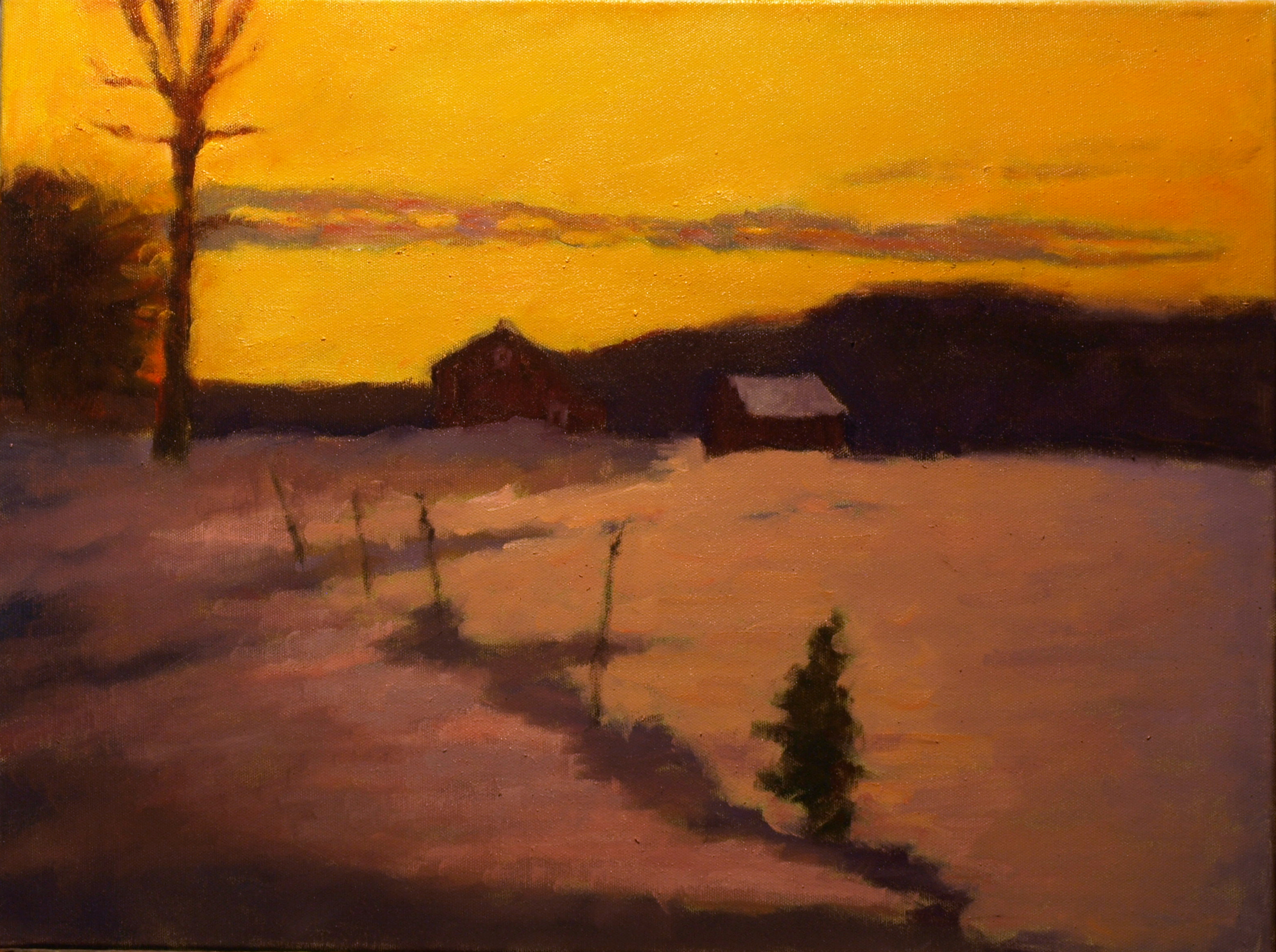 Last Light - Winter Day, Oil on Canvas, 18 x 24 Inches, by Richard Stalter, $650