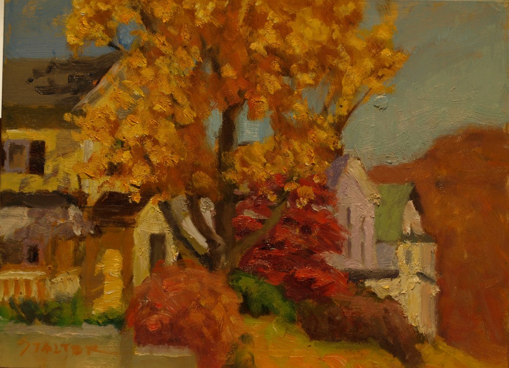 Autumn - Whittlesey Avenue, Oil on Canvas on Panel, 9 x 12 Inches, by Richard Stalter, $220