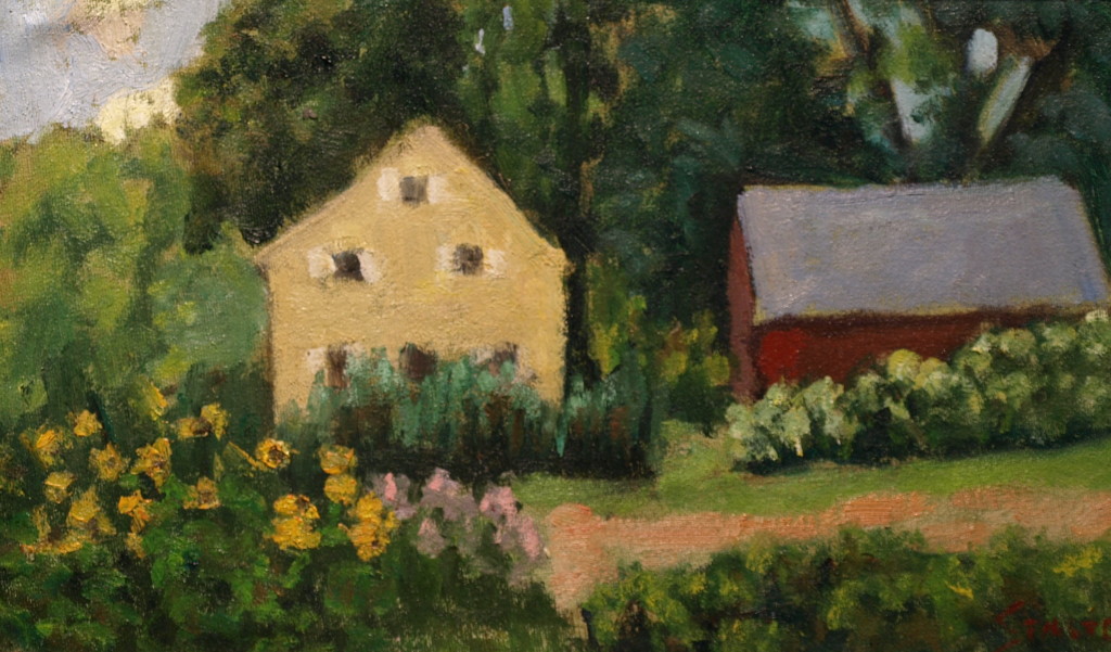 Sue's Flower Garden, Oil on Canvas on Panel, 9 x 12 Inches, by Richard Stalter, $225