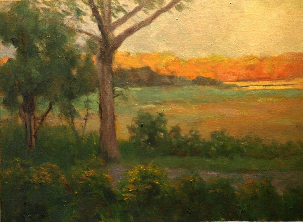 Autumn Sunset over the Marshes, Oil on Canvas, 18 x 24 Inches, by Richard Stalter, $650