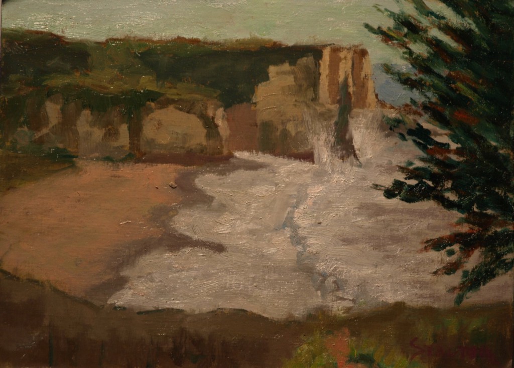 Looking Down on the Surf, Oil on Panel, 9 x 12 Inches, by Richard Stalter, $225