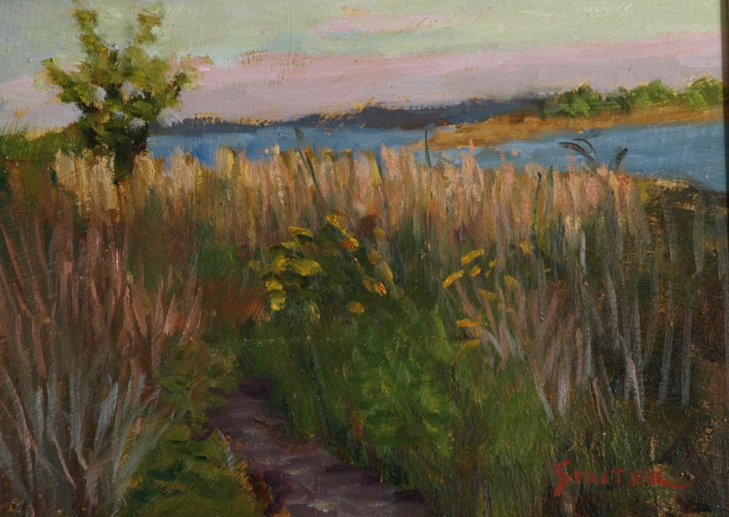 Marsh Pathway, Oil on Panel, 9 x 12 Inches, by Richard Stalter, $225