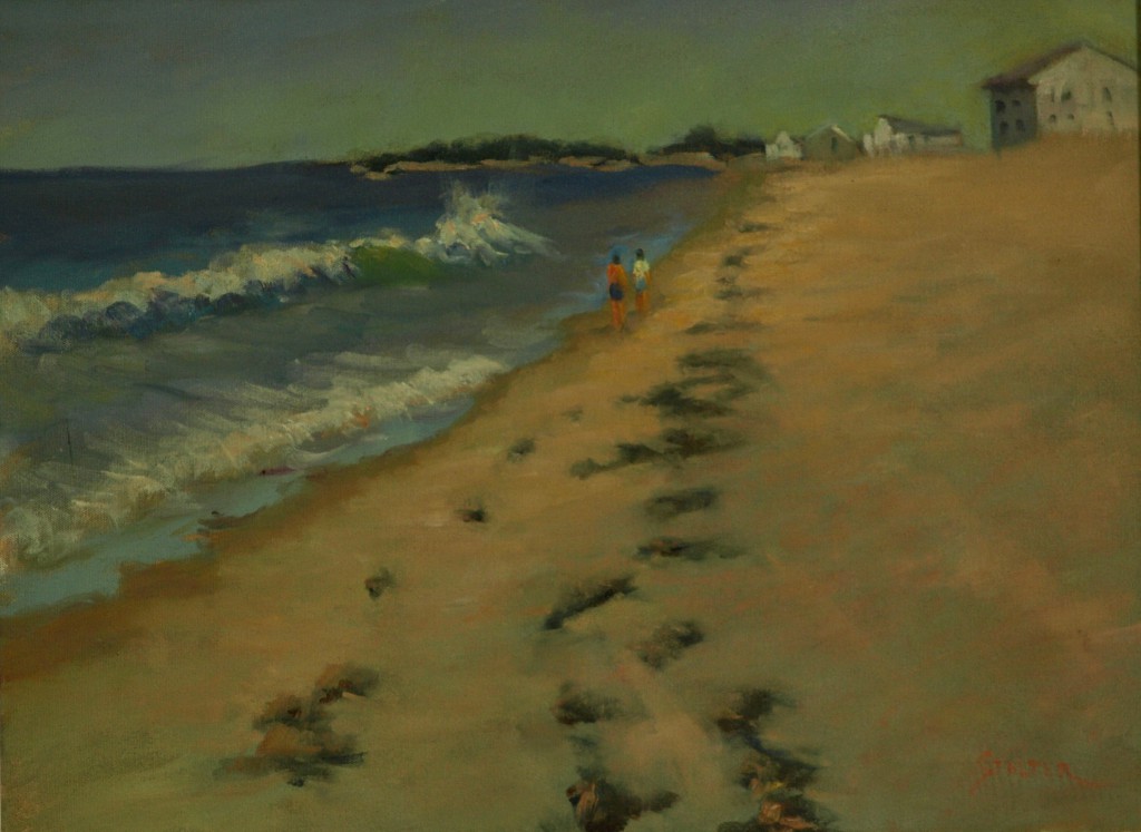 Misquamicut Beach, Oil on Canvas, 18 x 24 Inches, by Richard Stalter, $475