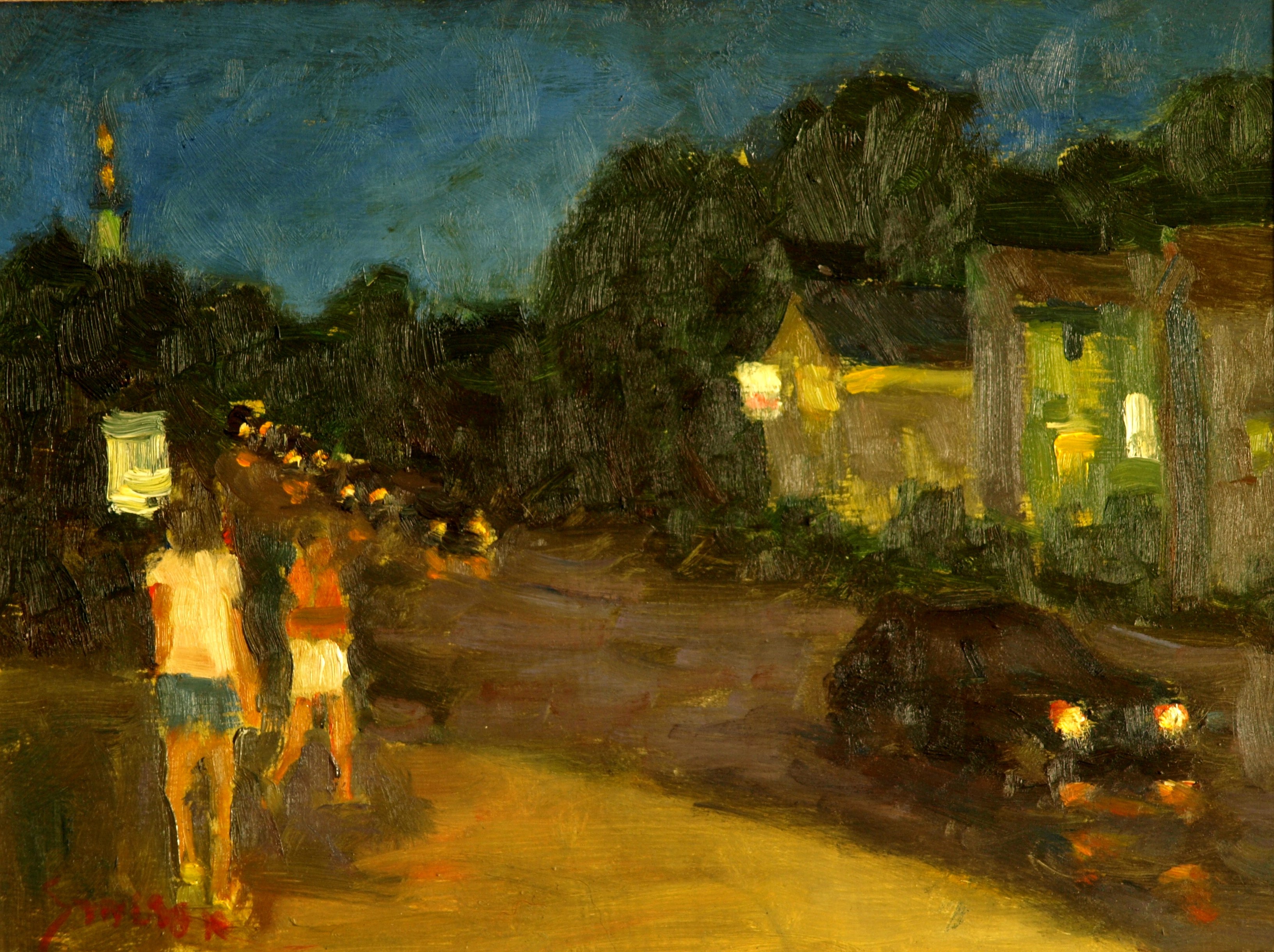 Night in Mystic, Oil on Panel, 9 x 12 Inches, by Richard Stalter, $225