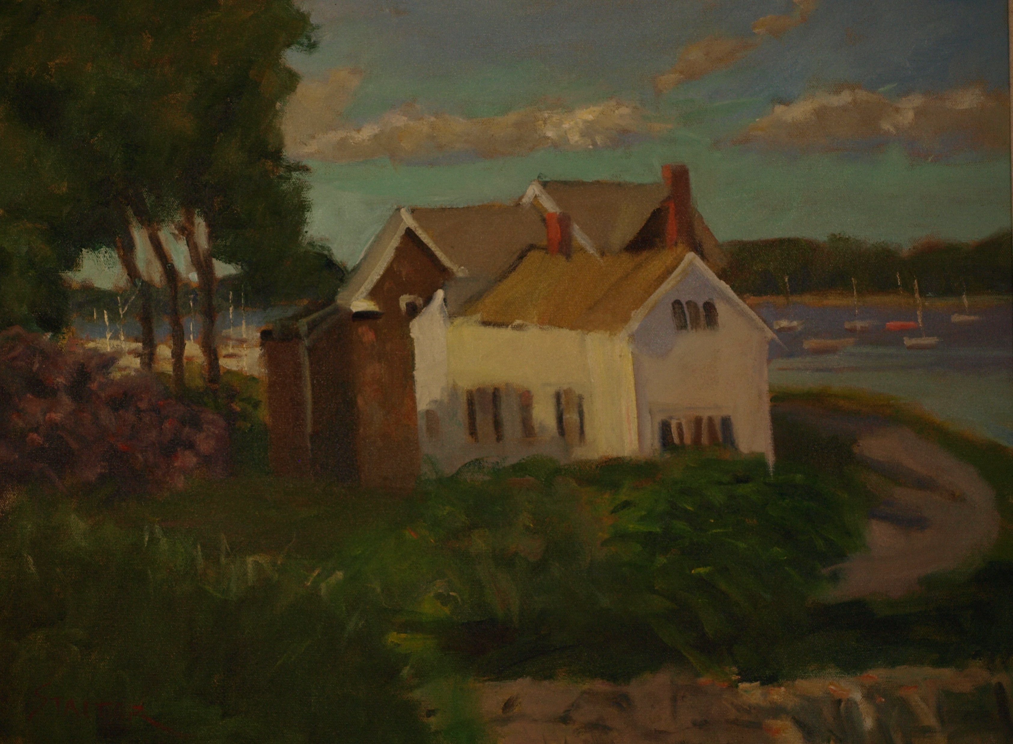 Noank Shoreline, Oil on Canvas, 18 x 24 Inches, by Richard Stalter, $850