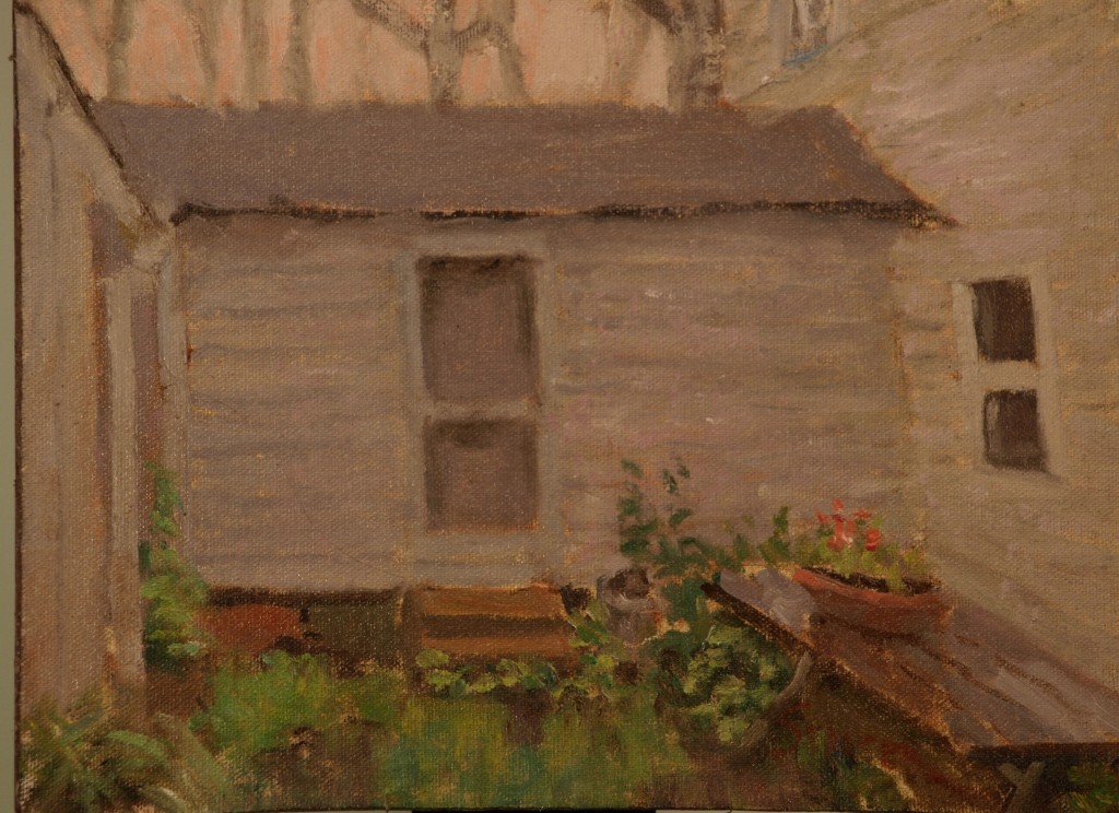 Artist's House - Rain, Oil on Canvas on Panel, 9 x 12 inches, by Richard Stalter, $225