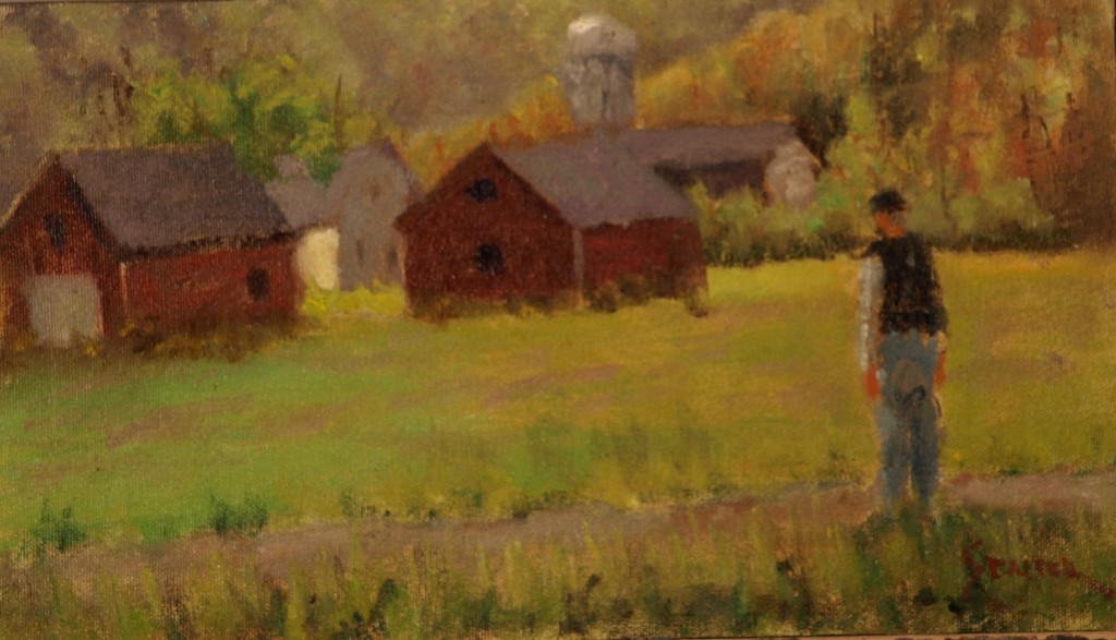 Bill Newton's, Oil on Canvas on Panel, 8 x 14 inches, by Richard Stalter, $225