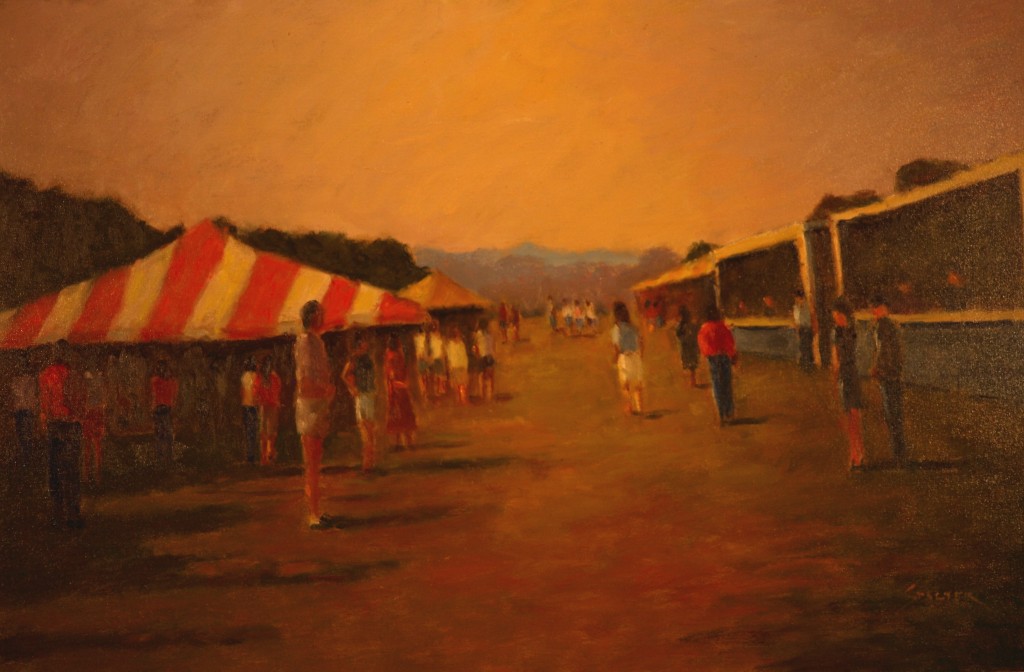 Crowds at the Fair, Oil on Canvas, 24 x 36 Inches, by Richard Stalter, $1200