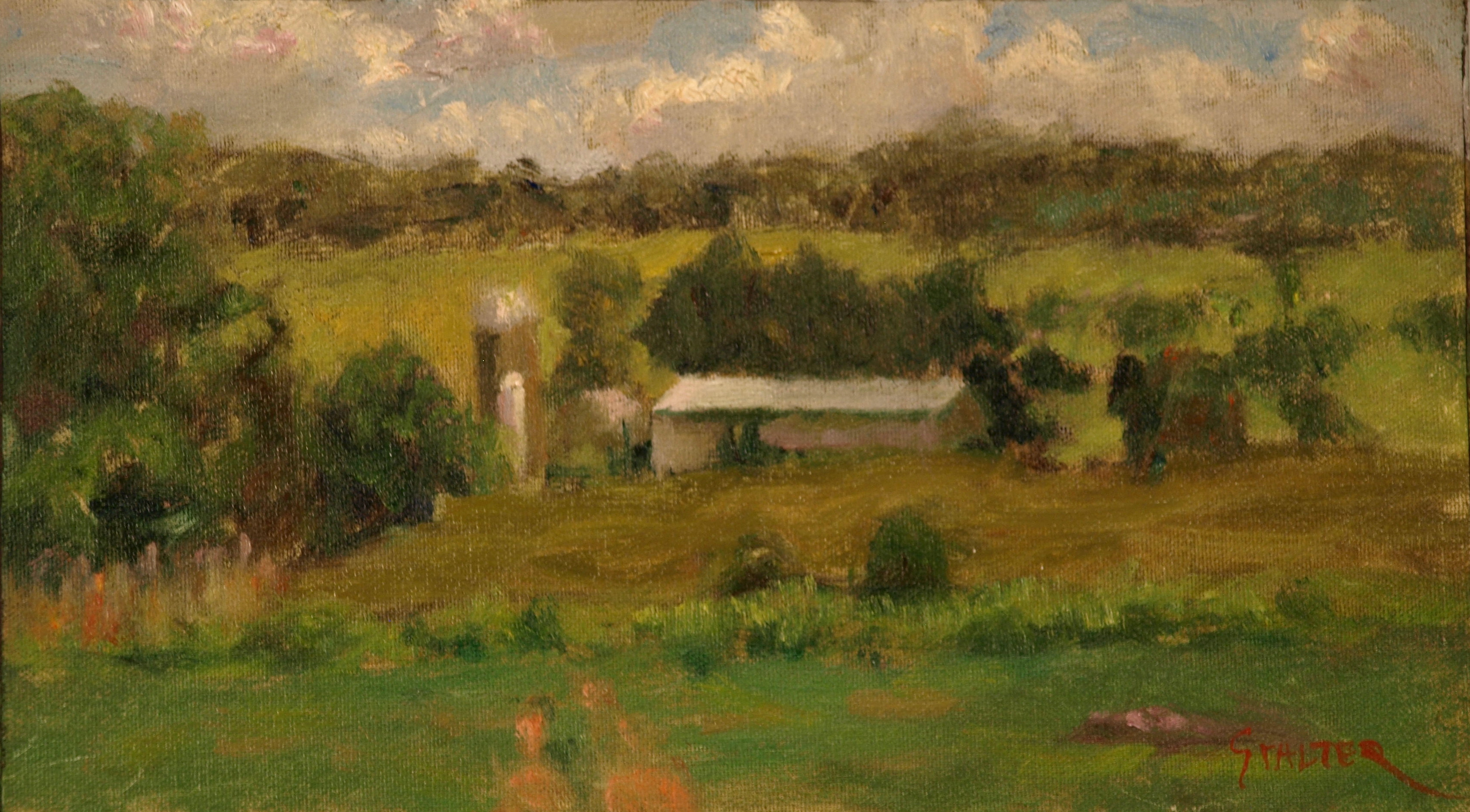 Farm near Amenia Union, Oil on Canvas on Panel, 8 x 14 Inches, by Richard Stalter, $225