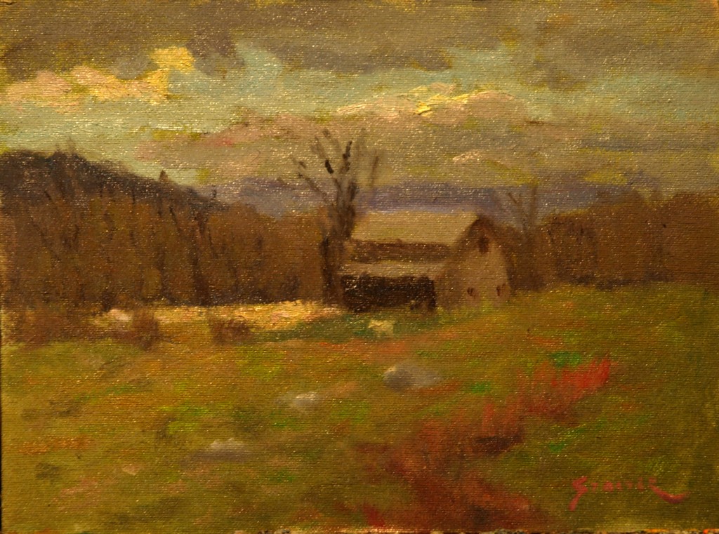 Lindburgh Barn, Oil on Canvas on Panel, 9 x 12 Inches, by Richard Stalter, $225