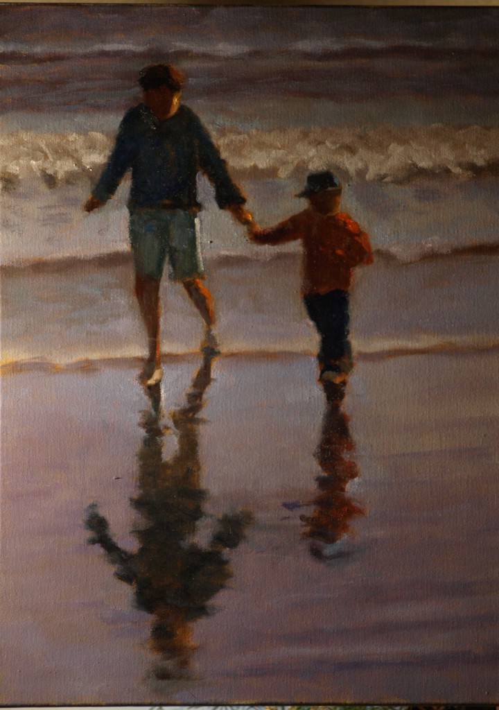 Reflections - Brothers, Oil on Canvas, 24 x 18 Inches, by Richard Stalter, $475