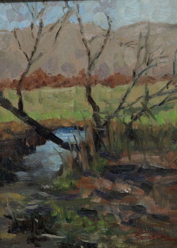 Tree by Brook, Oil on Panel, 12 x 9 Inches, by Richard Stalter, $225