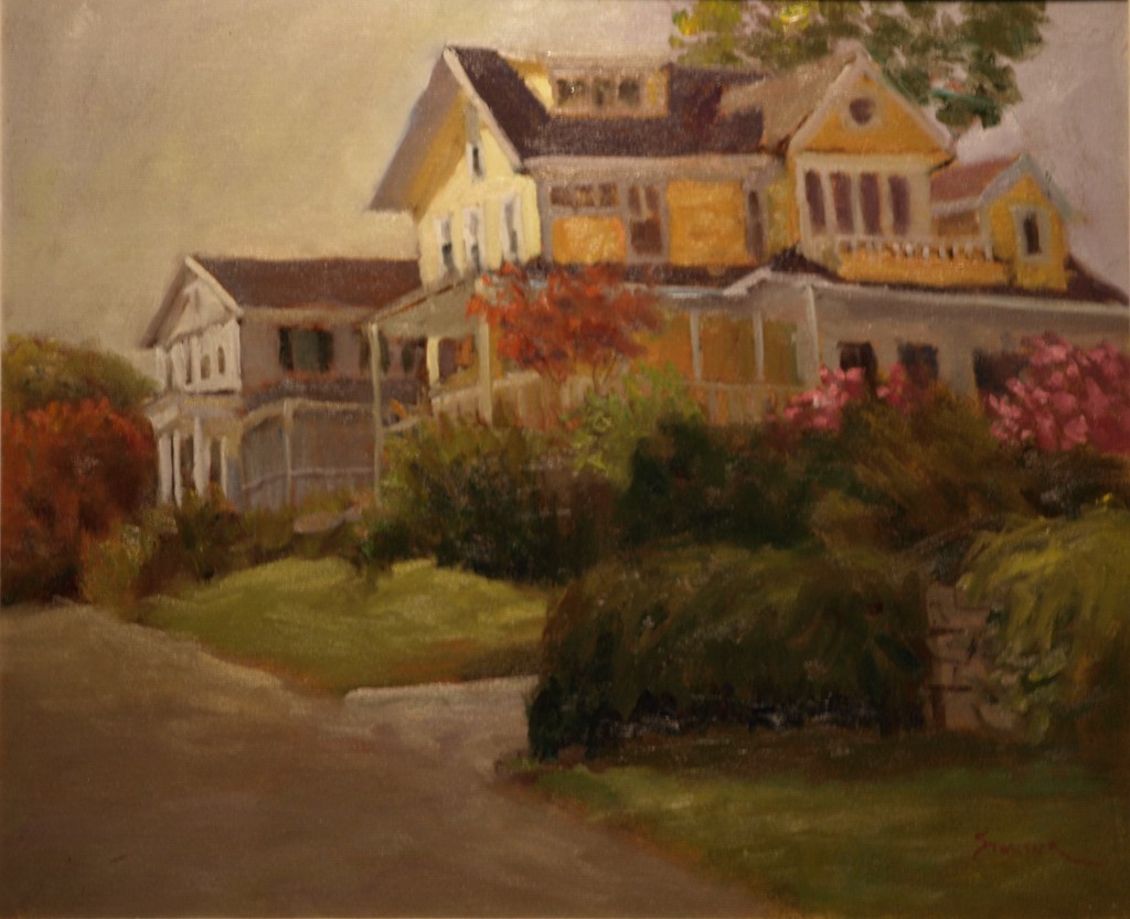 Yellow House - Noank, Oil on Canvas, 20 x 24 Inches, by Richard Stalter, $850